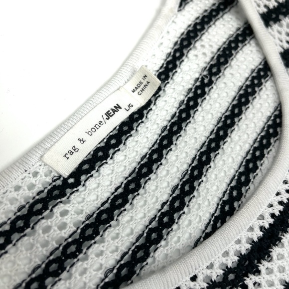 Rag & Bone Black White Crochet Cold Shoulder Top L - Picture 8 of 14